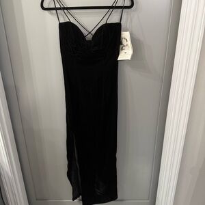 NWT Gunne Sax Jessica McClintock Black Velvet Dress Strappy Long Dress Size 5/6